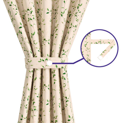 DFOLS Leafline Beige Printed Curtains – Elegant Light Filtering Curtain Set