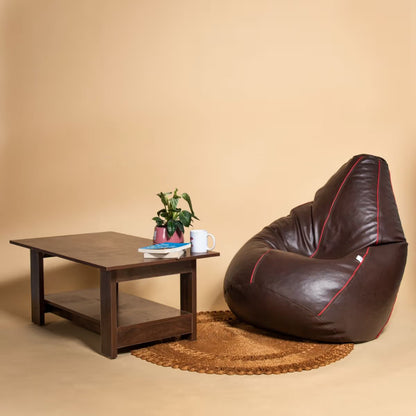 DFOLS Premium Leatherette Bean Bag Chair XXL with Red Piping