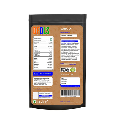 Premium Baharat Spice Blend by Spice + Leaf | Aromatic Middle Eastern Seasoning | Kosher, Vegan, Salt-Free, Dairy-Free & Preservative-Free | All-Natural Cooking Spice Mix - DFOLS