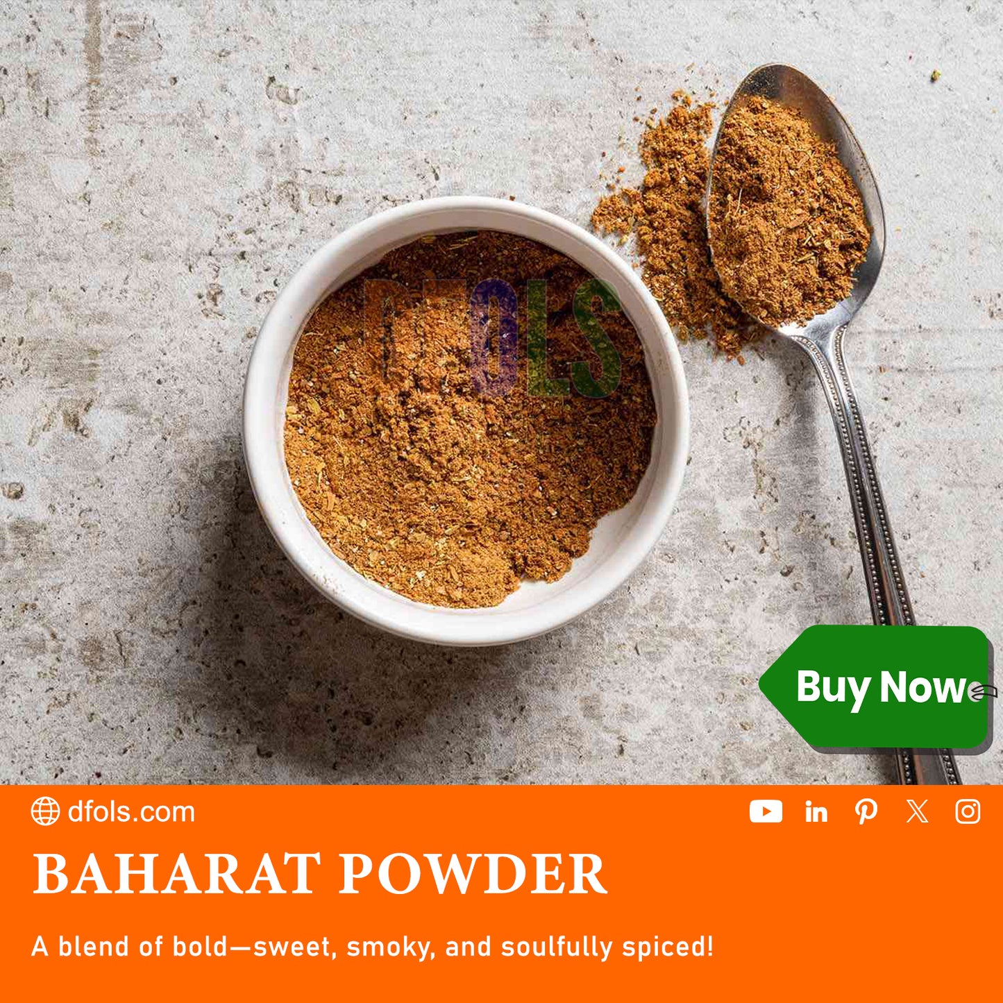 Premium Baharat Spice Blend by Spice + Leaf | Aromatic Middle Eastern Seasoning | Kosher, Vegan, Salt-Free, Dairy-Free & Preservative-Free | All-Natural Cooking Spice Mix - DFOLS