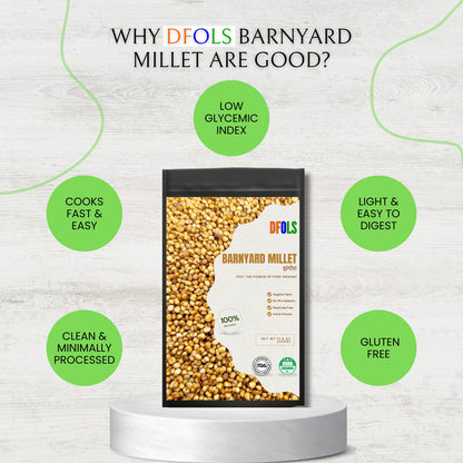 DFOLS Organic Barnyard Millet | Natural & Gluten-Free Super Grain | High Fiber, Low GI, Pesticide-Free | Hand-Picked Premium Quality Millet