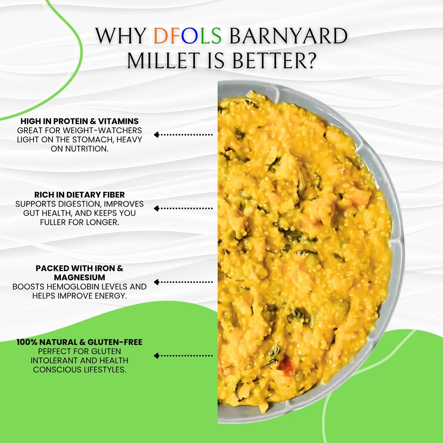 DFOLS Organic Barnyard Millet | Natural & Gluten-Free Super Grain | High Fiber, Low GI, Pesticide-Free | Hand-Picked Premium Quality Millet
