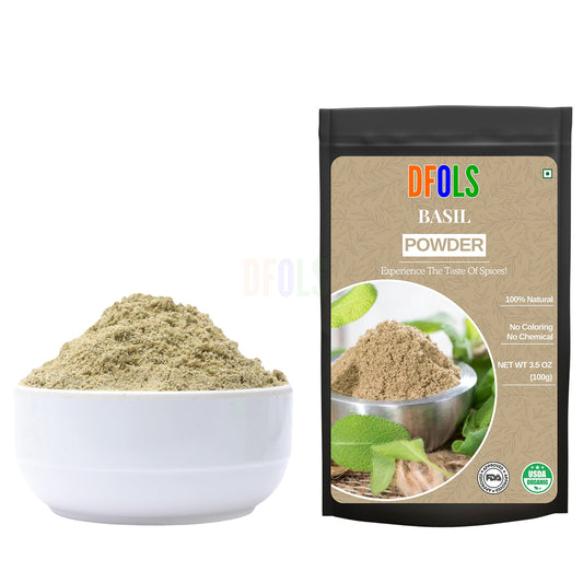 Basil Powder – Tulsi Leaf Powder | All-Natural Fresh Basil Leaves | Pure Mediterranean Seasoning | Vegan, Gluten-Free, Non-GMO | Aromatic Herbal Spice for Cooking & Wellness - DFOLS
