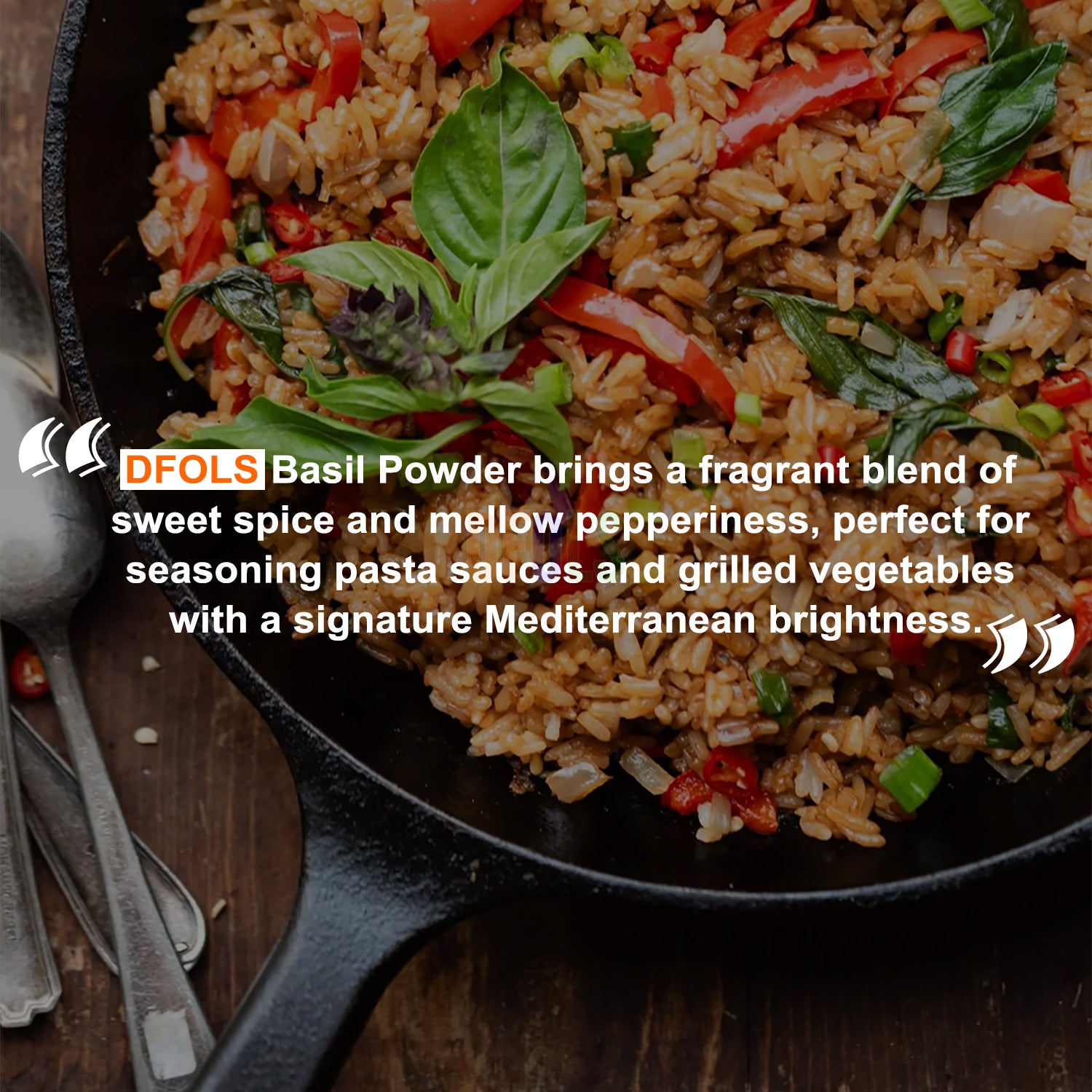 Basil Powder – Tulsi Leaf Powder | All-Natural Fresh Basil Leaves | Pure Mediterranean Seasoning | Vegan, Gluten-Free, Non-GMO | Aromatic Herbal Spice for Cooking & Wellness - DFOLS