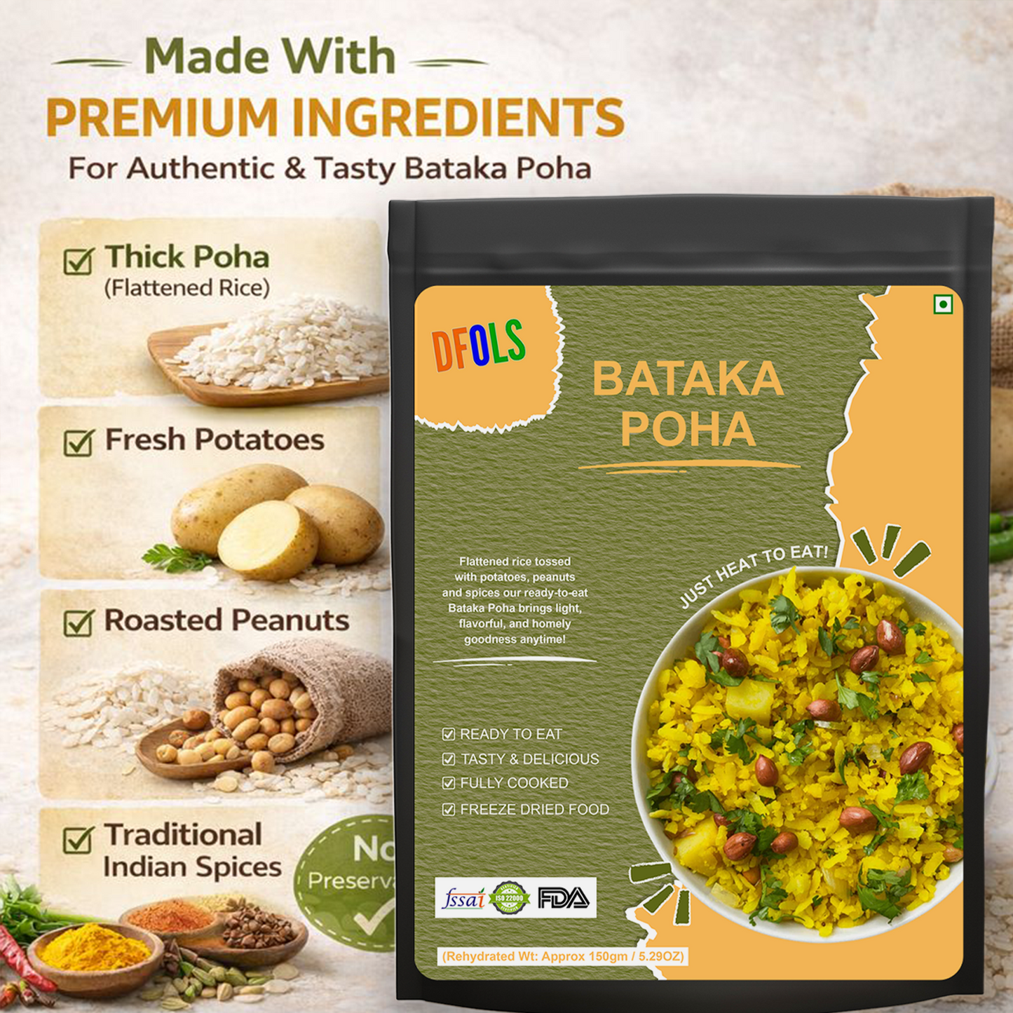 Instant Bataka Poha | Traditional Indian Flattened Rice Snack with Potato | Quick & Easy Ready Meal | Authentic Taste | Light & Tasty Breakfast or Snack Option