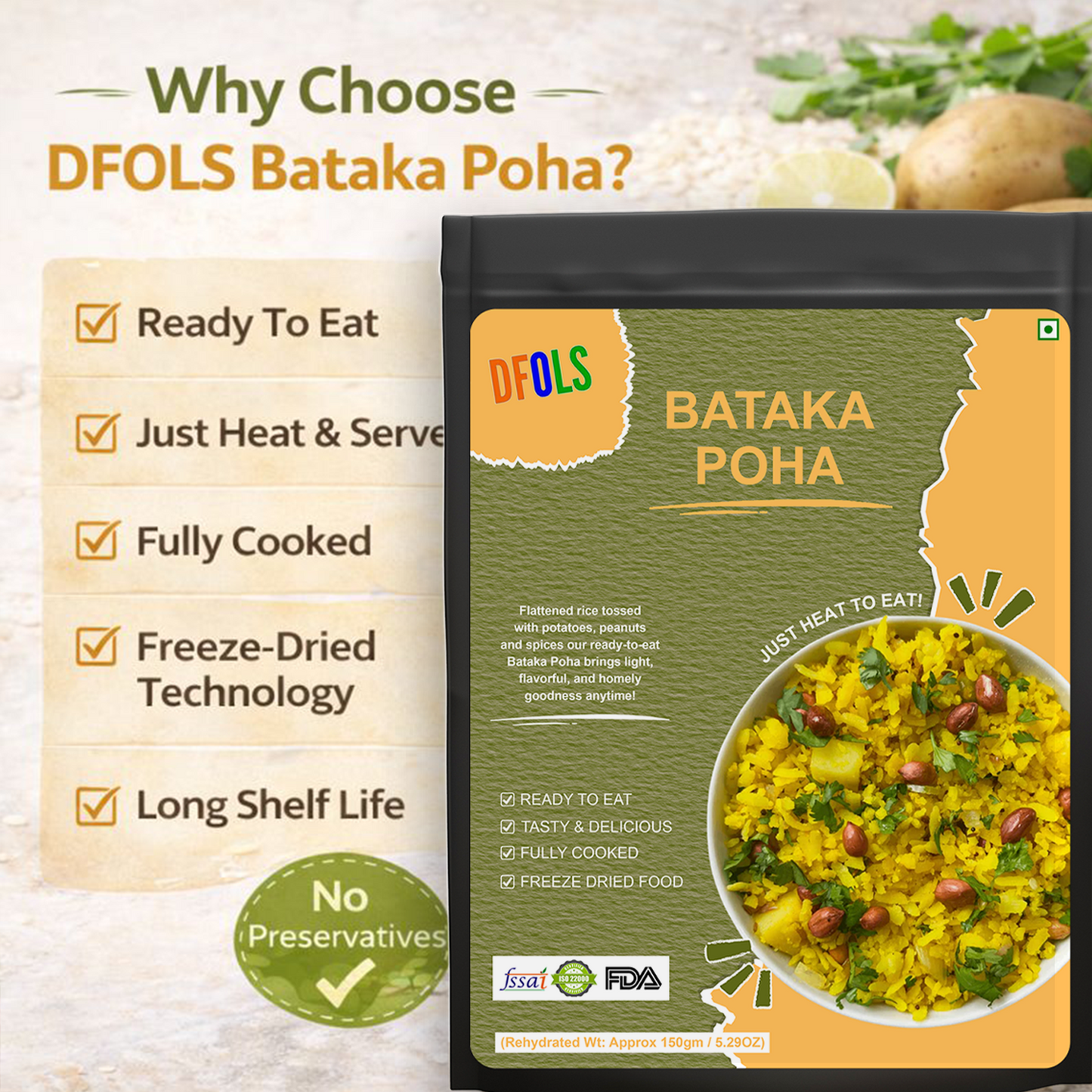 Instant Bataka Poha | Traditional Indian Flattened Rice Snack with Potato | Quick & Easy Ready Meal | Authentic Taste | Light & Tasty Breakfast or Snack Option