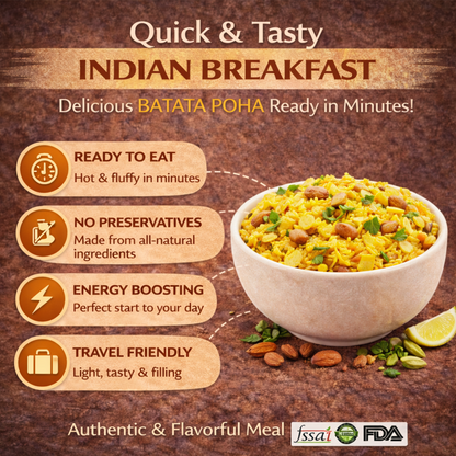 Instant Bataka Poha | Traditional Indian Flattened Rice Snack with Potato | Quick & Easy Ready Meal | Authentic Taste | Light & Tasty Breakfast or Snack Option