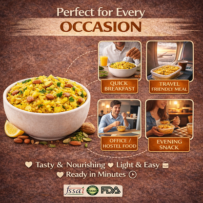 Instant Bataka Poha | Traditional Indian Flattened Rice Snack with Potato | Quick & Easy Ready Meal | Authentic Taste | Light & Tasty Breakfast or Snack Option