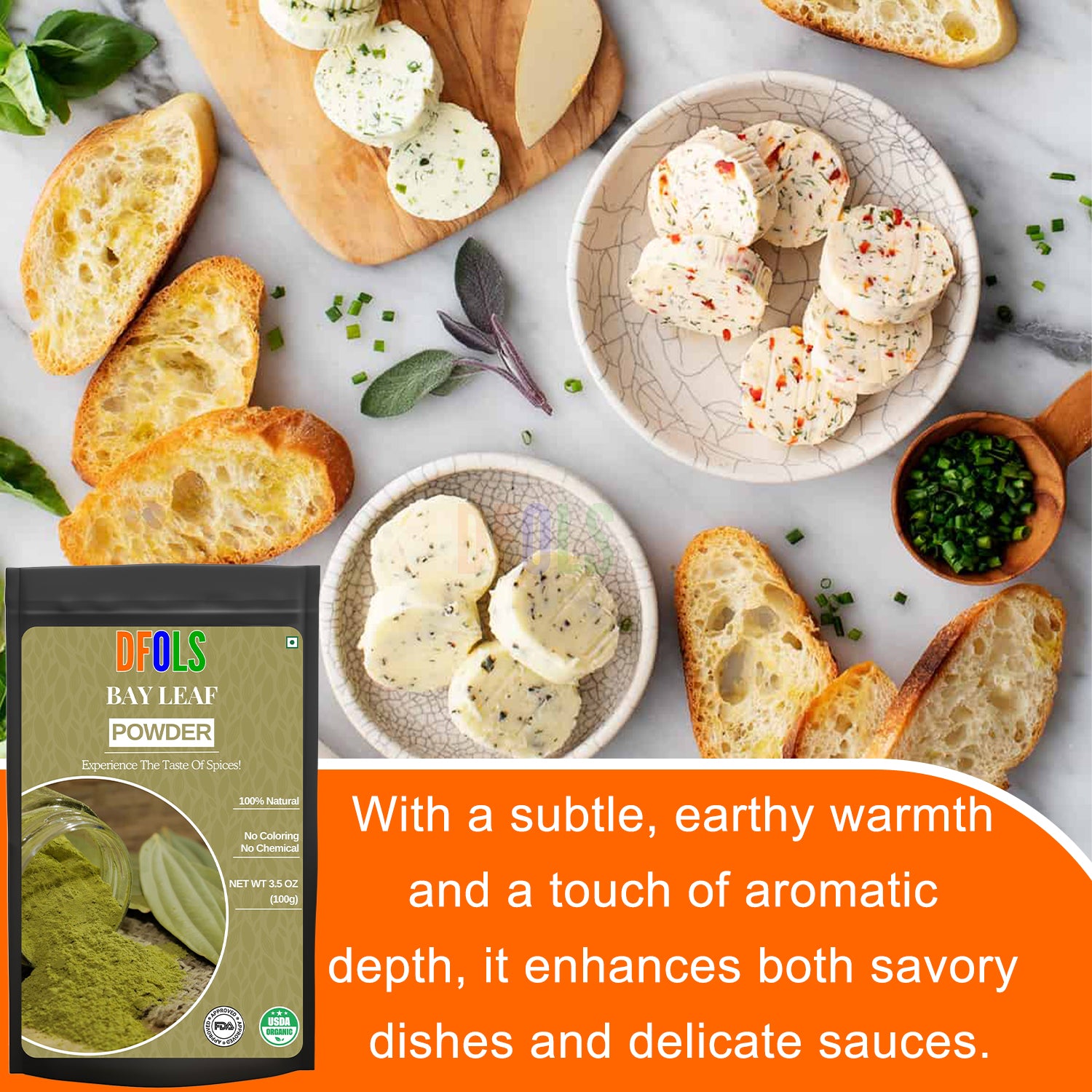 Premium Bay Leaf Powder | Rich Aroma & Flavor | Ideal for Curries, Stews, Soups, Biryani & Rice Preparations | Made from High-Quality Bay Leaves - DFOLS