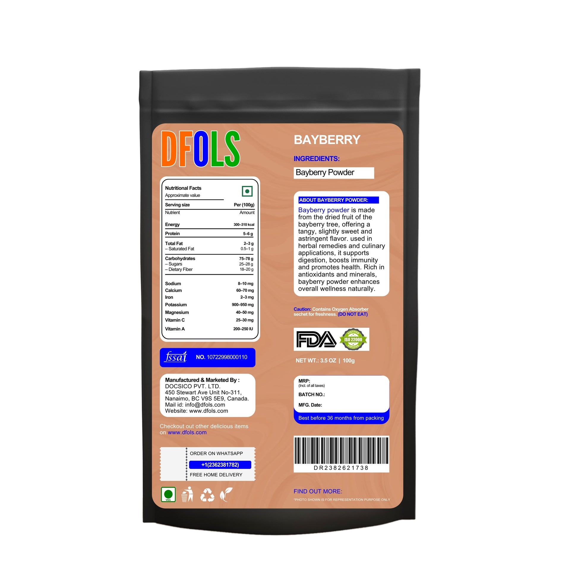 Bayberry Powder – 100% Pure, Natural Herbal Supplement for Wellness and Skincare – Fine Powder for Tea, Capsules, or DIY Beauty Products - DFOLS