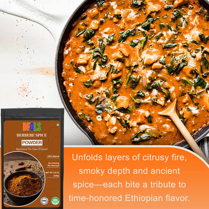 Authentic Organic Berbere Spice Powder – Bold, Spicy, Aromatic Ethiopian Seasoning for Curries, Stews, Meat, Veggies, and Everyday Cooking - DFOLS