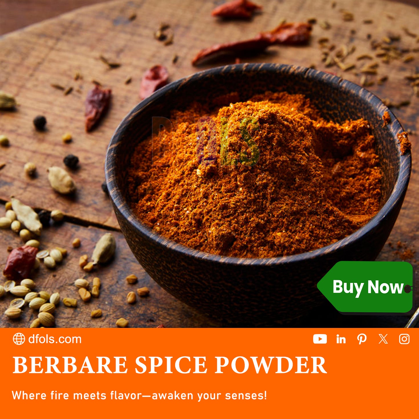 Authentic Organic Berbere Spice Powder – Bold, Spicy, Aromatic Ethiopian Seasoning for Curries, Stews, Meat, Veggies, and Everyday Cooking - DFOLS