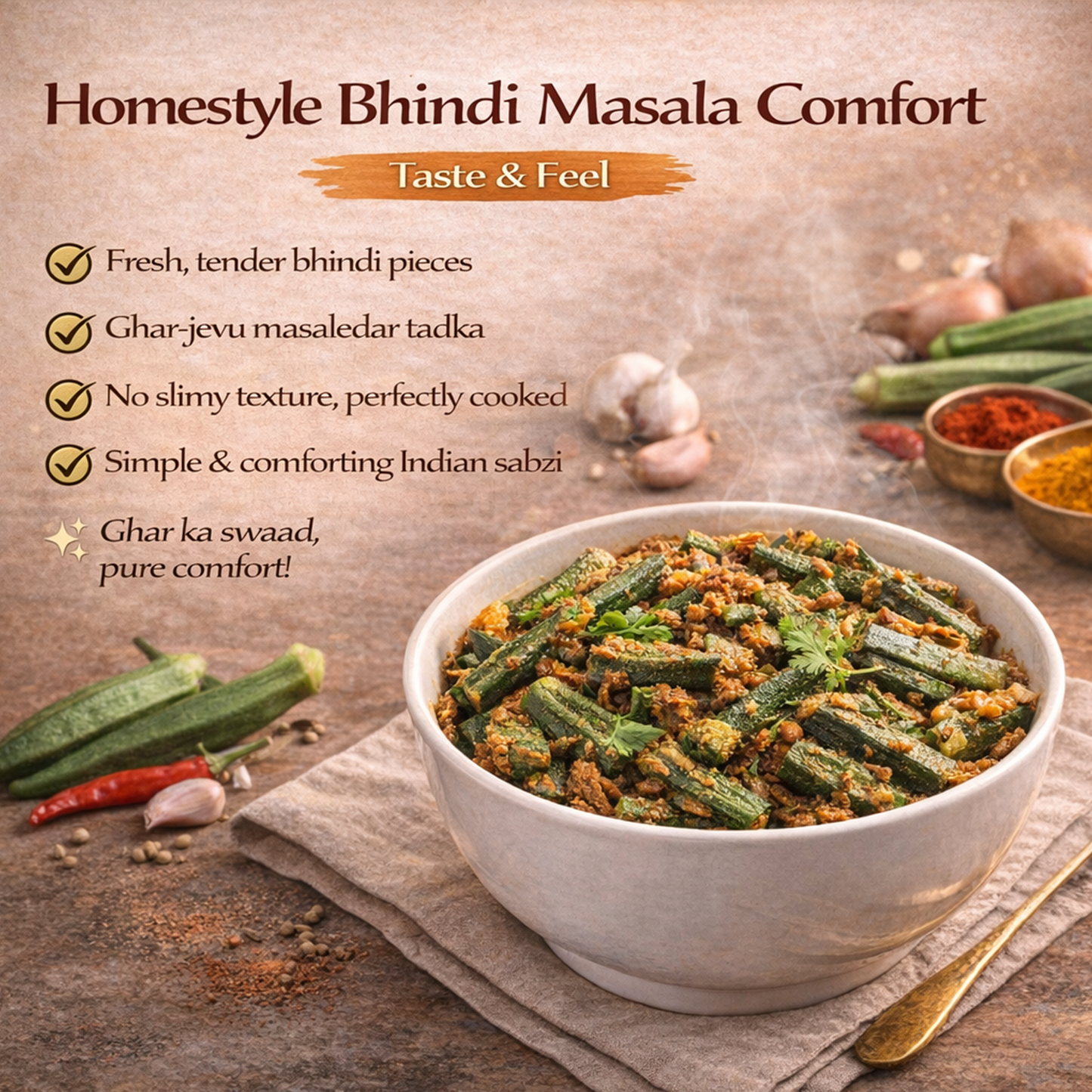 Bhindi Masala | Authentic North Indian Okra Curry | Heat & Serve Ready Meal | Rich Tomato & Spice Blend | Homemade Taste