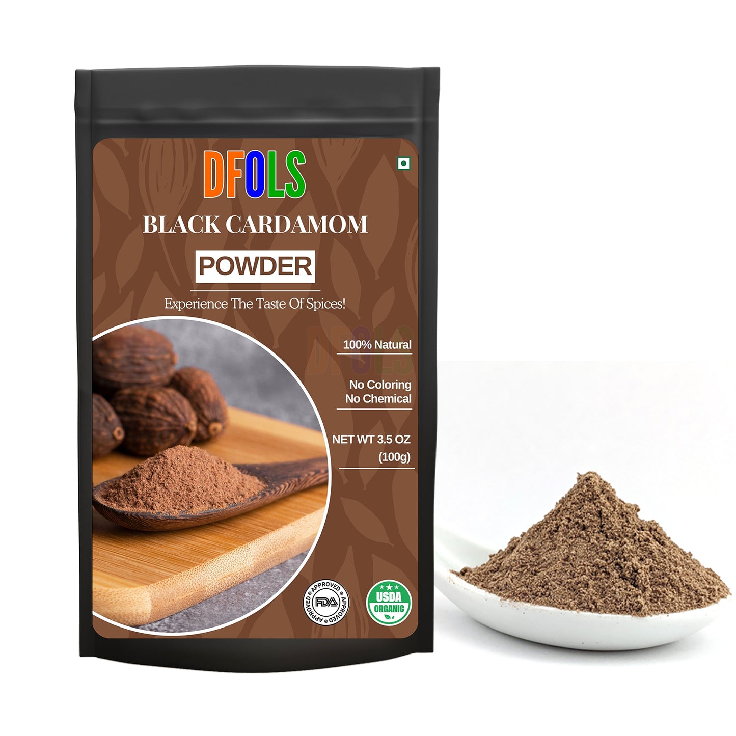 Organic Black Cardamom Powder – 100% Pure & Natural Whole Spice | Premium Aromatic Spice for Cooking, Baking, Marinades, Curries & Seasoning - DFOLS
