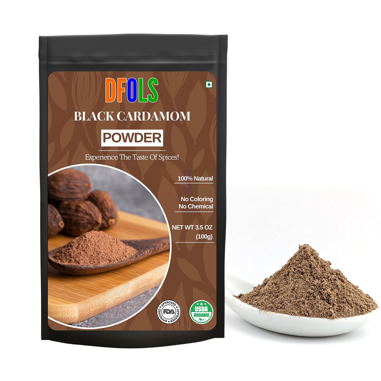 Organic Black Cardamom Powder – 100% Pure & Natural Whole Spice | Premium Aromatic Spice for Cooking, Baking, Marinades, Curries & Seasoning - DFOLS