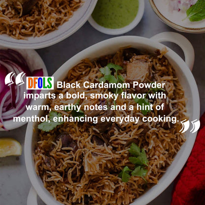 Organic Black Cardamom Powder – 100% Pure & Natural Whole Spice | Premium Aromatic Spice for Cooking, Baking, Marinades, Curries & Seasoning - DFOLS