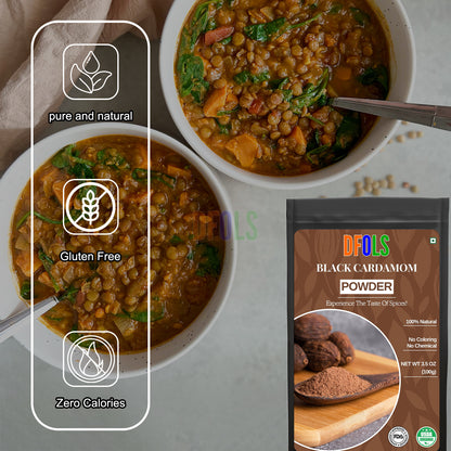 Organic Black Cardamom Powder – 100% Pure & Natural Whole Spice | Premium Aromatic Spice for Cooking, Baking, Marinades, Curries & Seasoning - DFOLS