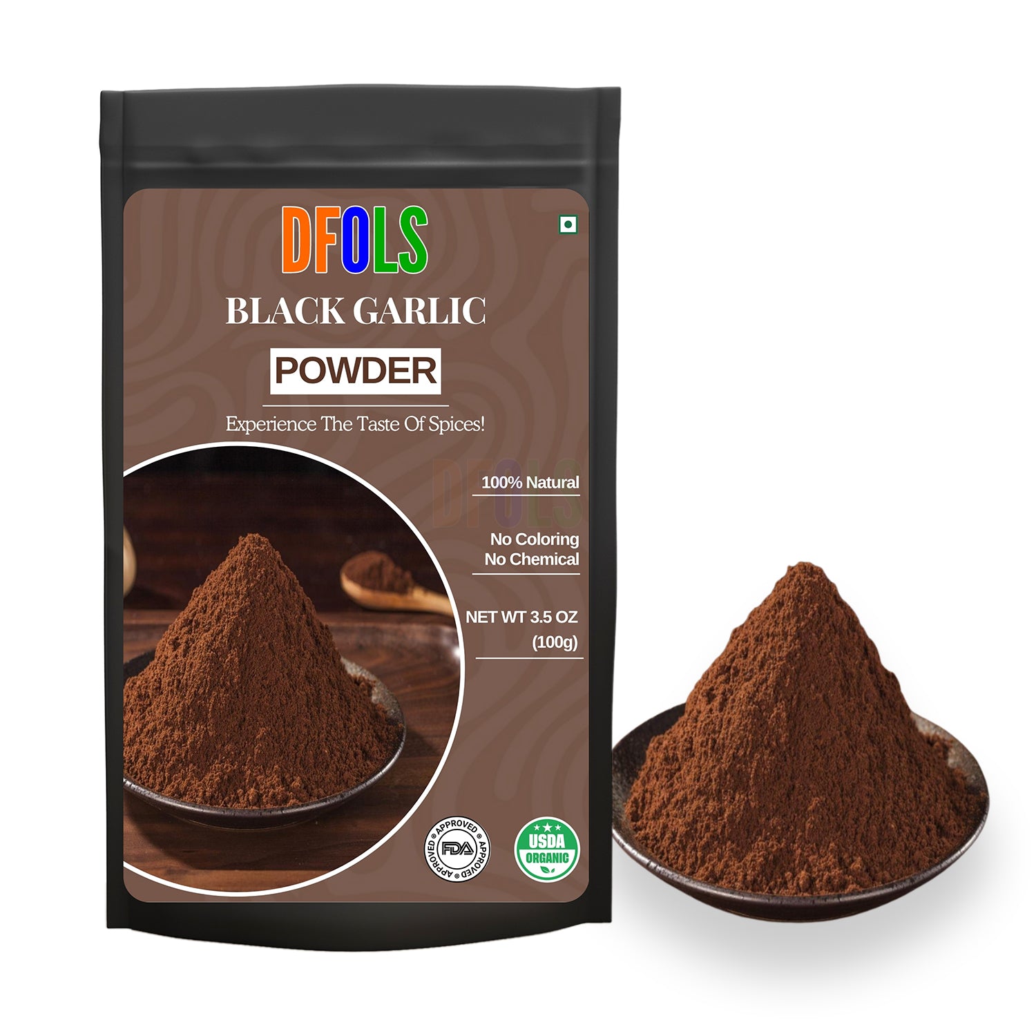 Premium Fermented Black Garlic Powder for Enhanced Flavor, Antioxidants, and Versatile Cooking Uses - DFOLS