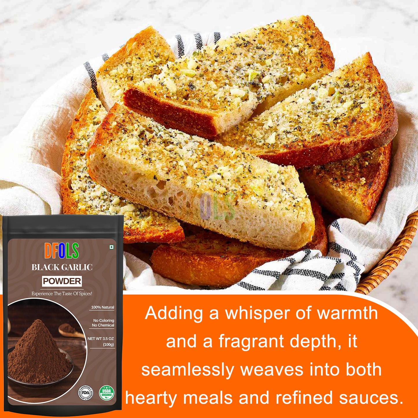 Premium Fermented Black Garlic Powder for Enhanced Flavor, Antioxidants, and Versatile Cooking Uses - DFOLS