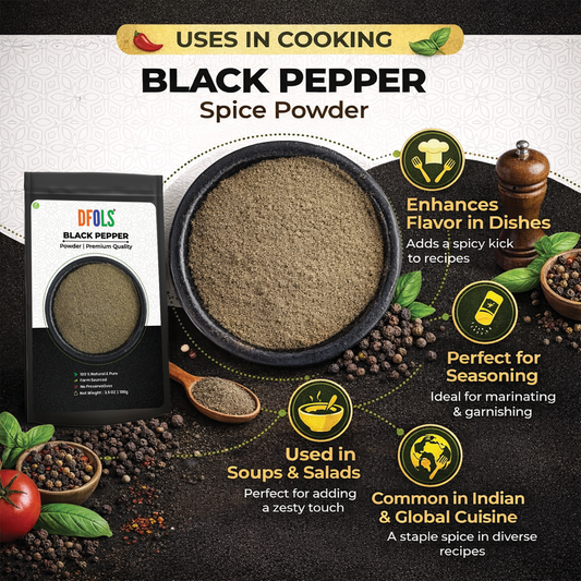 Dfols Black Pepper Powder 100g (3.5oz / 0.22lb) Pure Natural Indian Spice – ブラックペッパー