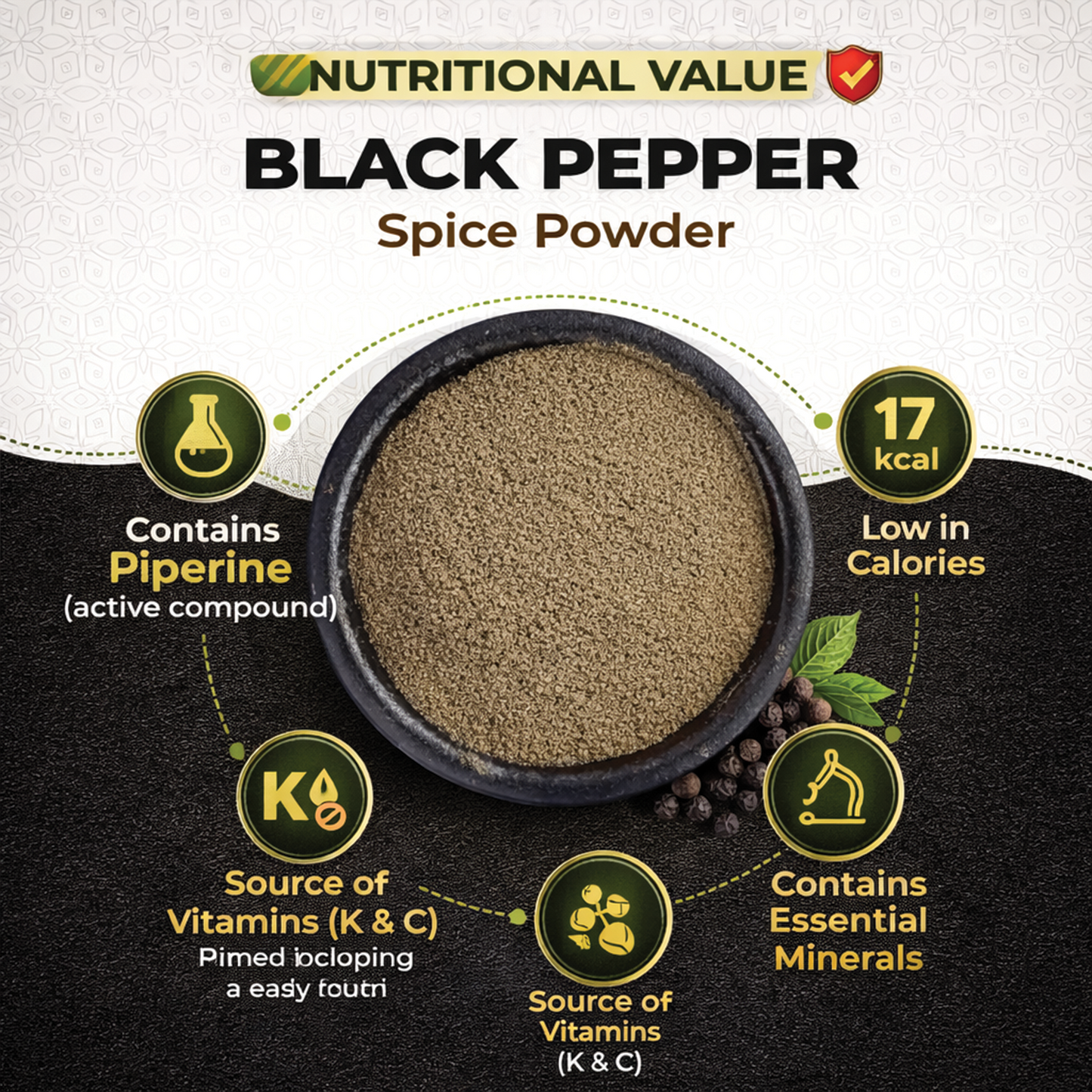 Dfols Black Pepper Powder 100g (3.5oz / 0.22lb) Pure Natural Indian Spice – ブラックペッパー