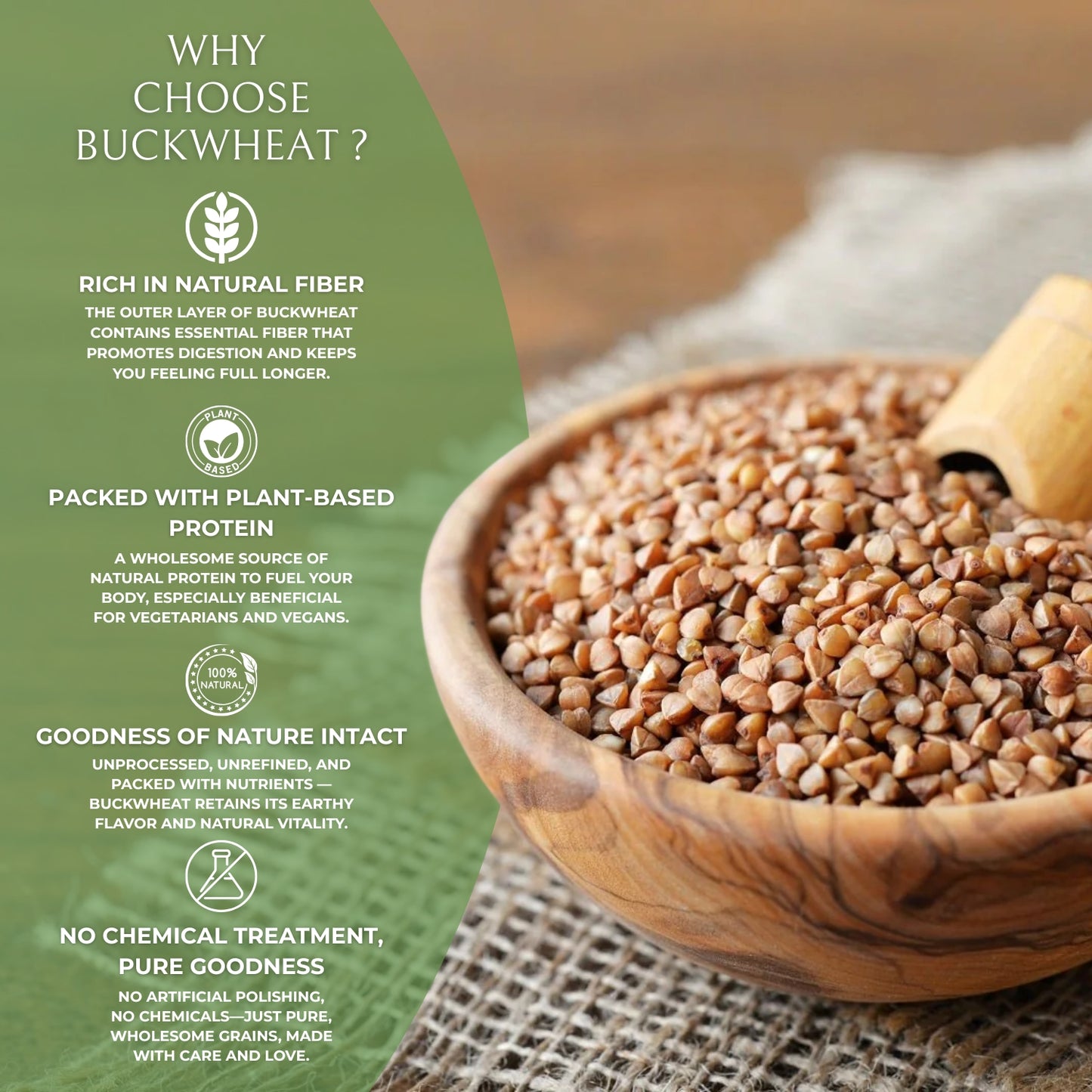 Organic Buckwheat – 100% Natural Whole Grain | Gluten-Free, Pesticide-Free, USDA Certified | High-Fiber Superfood