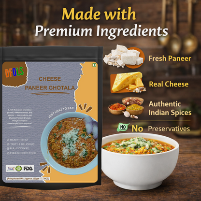 Cheese Paneer Ghotala | Spicy Indian Street-Style Paneer with Cheese | Ready-to-Eat Heat & Serve Meal | Rich, Flavorful, High-Protein Veg Dish