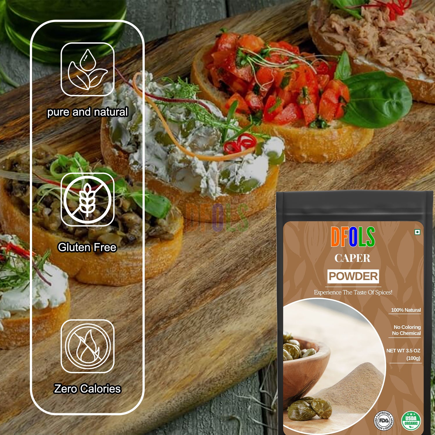 Pure Caper Powder – Natural, Aromatic & Flavor-Rich | Ideal for Cooking, Pickles, Sauces & Seasoning | No Additives, Vegan, Healthy Herb for Daily Use - DFOLS