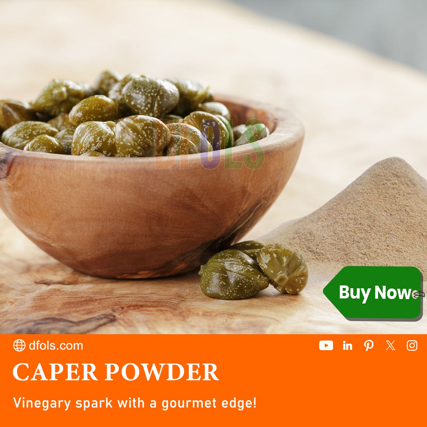Pure Caper Powder – Natural, Aromatic & Flavor-Rich | Ideal for Cooking, Pickles, Sauces & Seasoning | No Additives, Vegan, Healthy Herb for Daily Use - DFOLS