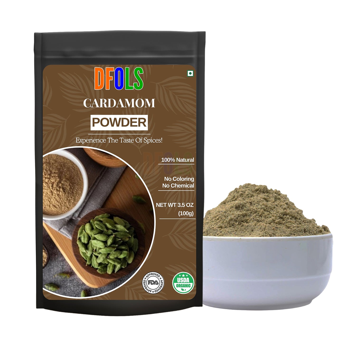 Pure Ground Cardamom Powder | Strong Aroma & Rich Flavor | Ideal for Baking, Sweets, Curries, Chai & More | Fresh Premium Quality Elaichi Spice - DFOLS