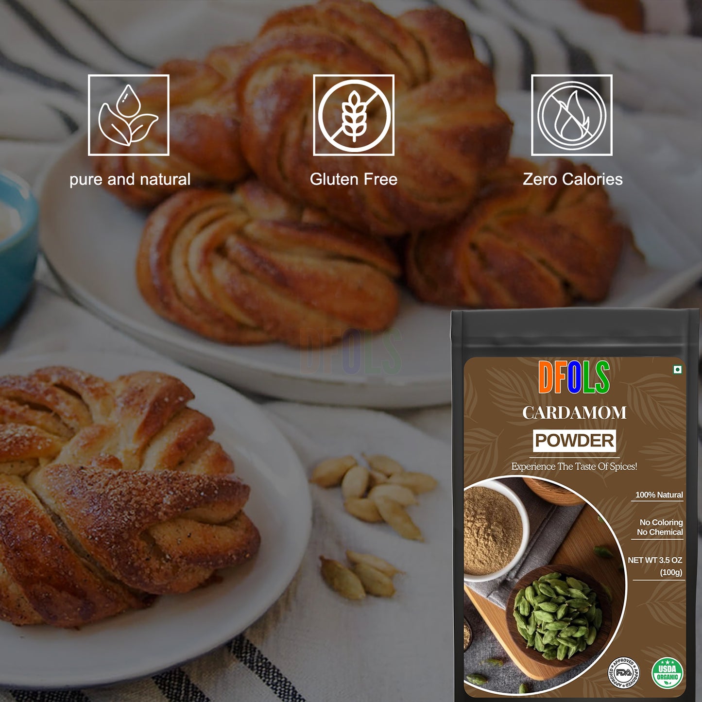 Pure Ground Cardamom Powder | Strong Aroma & Rich Flavor | Ideal for Baking, Sweets, Curries, Chai & More | Fresh Premium Quality Elaichi Spice - DFOLS