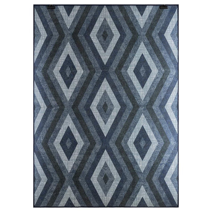 DFOLS Megan Diamond Pattern Printed Area Rug – Modern Blue Anti-Skid Carpet