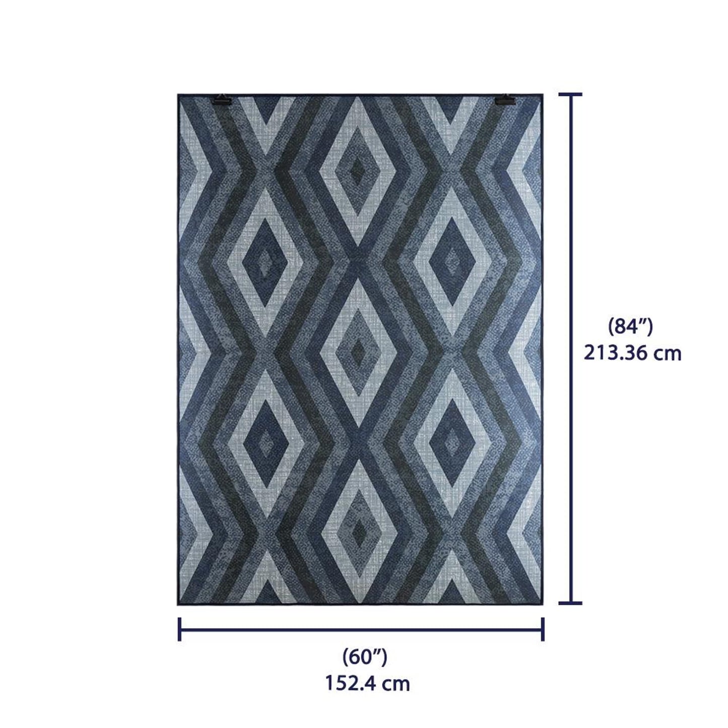 DFOLS Megan Diamond Pattern Printed Area Rug – Modern Blue Anti-Skid Carpet