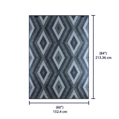 DFOLS Megan Diamond Pattern Printed Area Rug – Modern Blue Anti-Skid Carpet