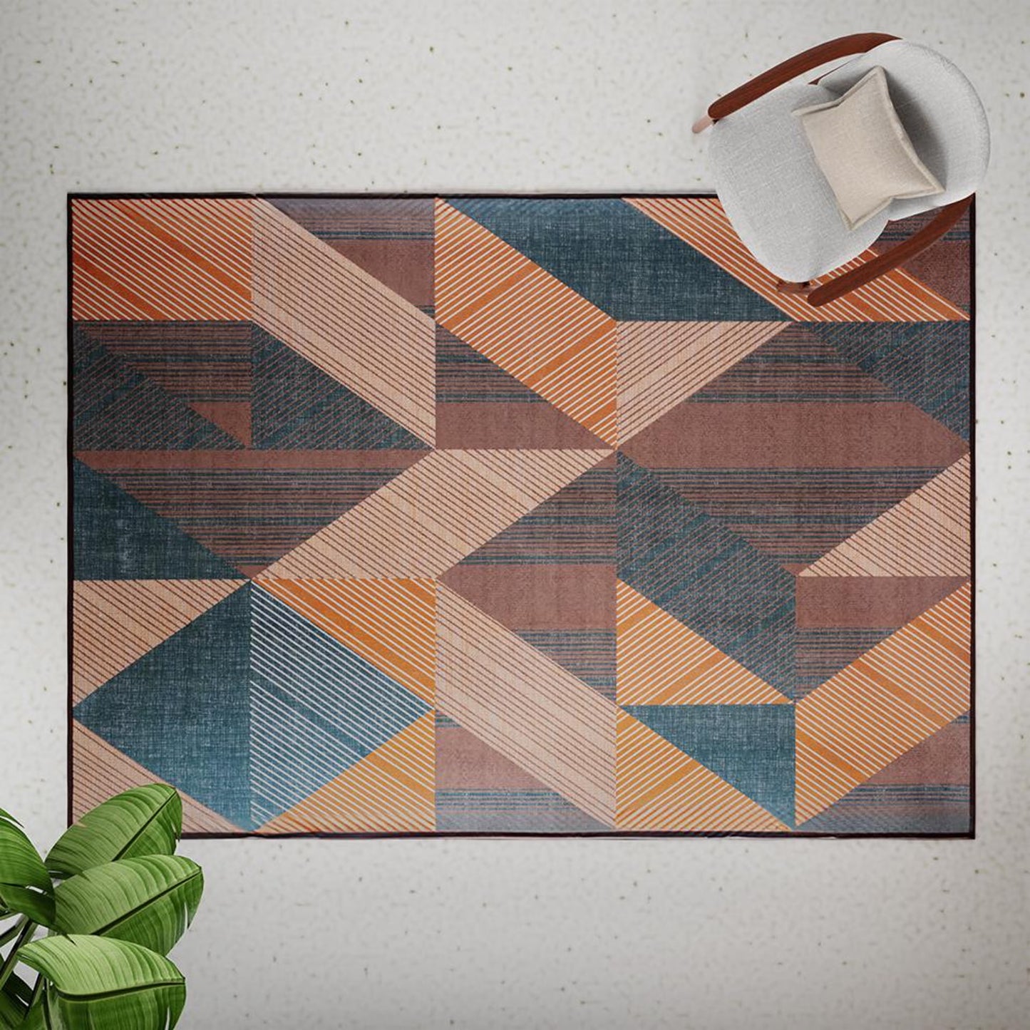 DFOLS Oscar Geometric Printed Area Rug – Modern Multicolor Anti-Skid Carpet