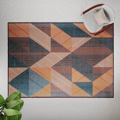 DFOLS Oscar Geometric Printed Area Rug – Modern Multicolor Anti-Skid Carpet