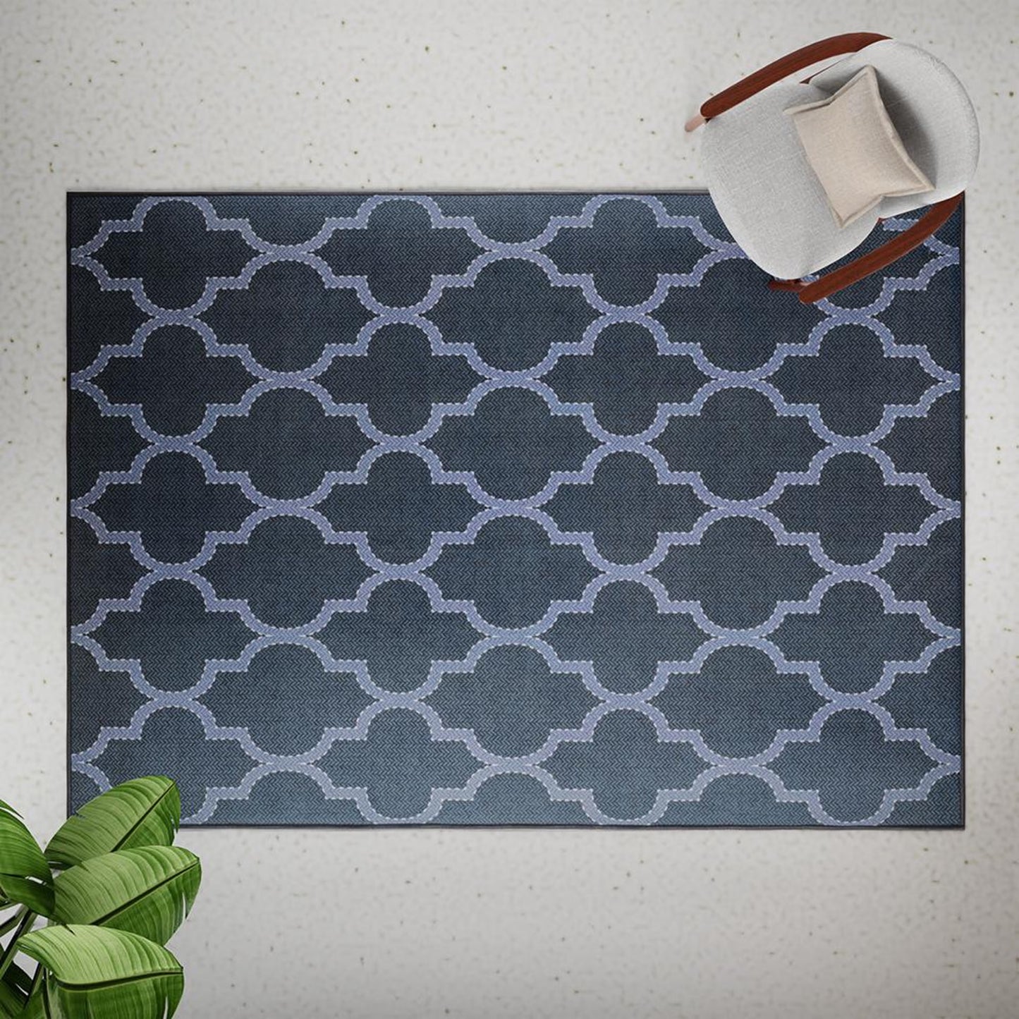 DFOLS Roy Moroccan Pattern Area Rug – Dark Blue Geometric Anti-Skid Carpet