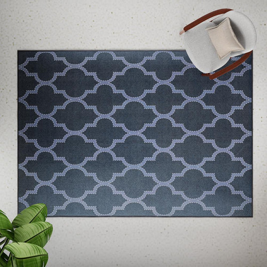DFOLS Roy Moroccan Pattern Area Rug – Dark Blue Geometric Anti-Skid Carpet