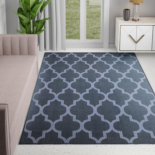 DFOLS Roy Moroccan Pattern Area Rug – Dark Blue Geometric Anti-Skid Carpet