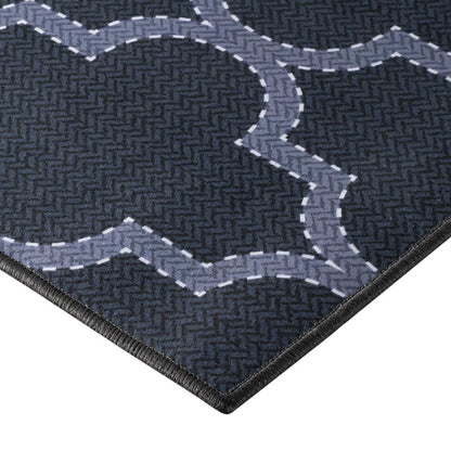 DFOLS Roy Moroccan Pattern Area Rug – Dark Blue Geometric Anti-Skid Carpet