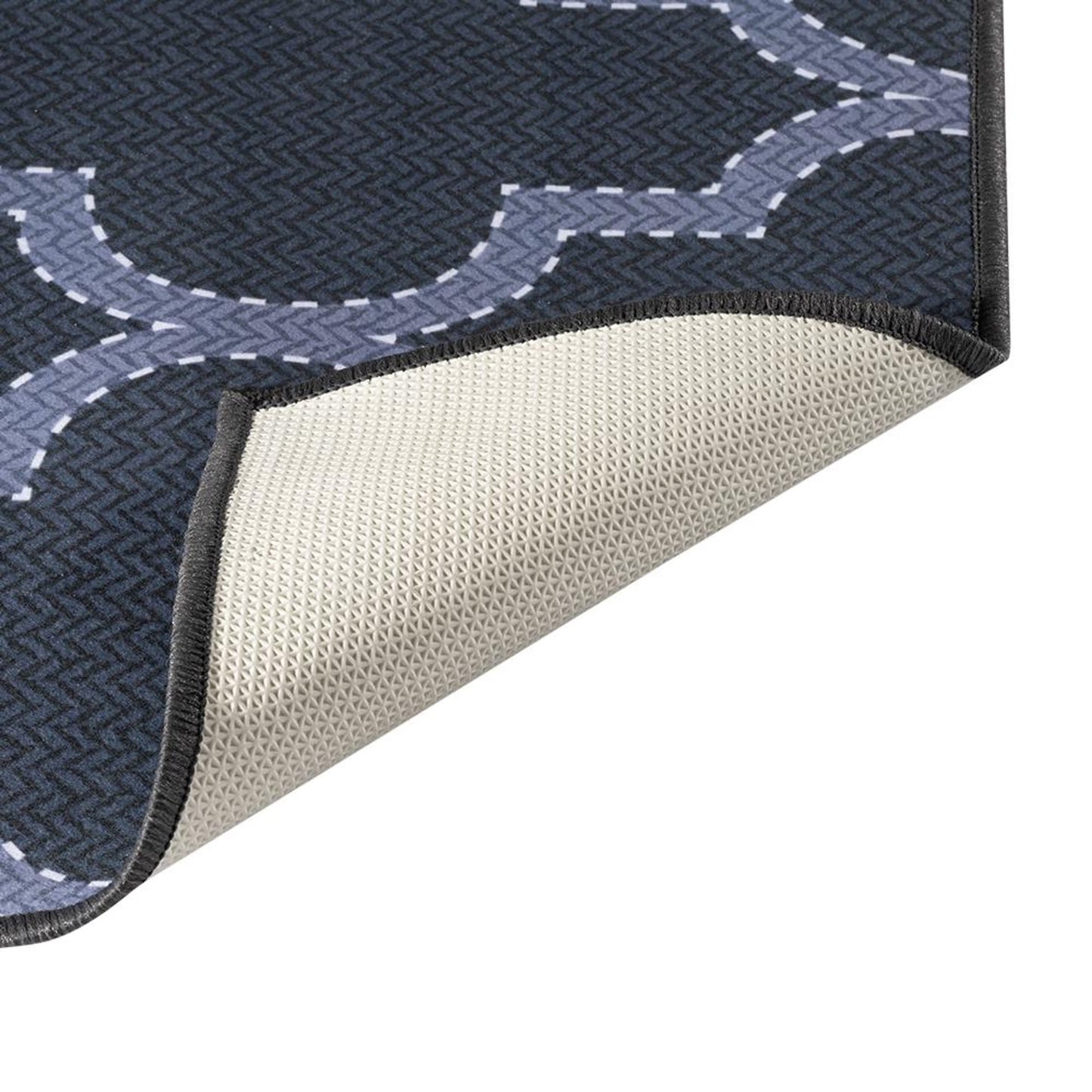 DFOLS Roy Moroccan Pattern Area Rug – Dark Blue Geometric Anti-Skid Carpet