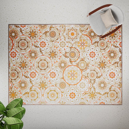 DFOLS Tracy Vintage Floral Area Rug – Beige Bohemian Printed Carpet