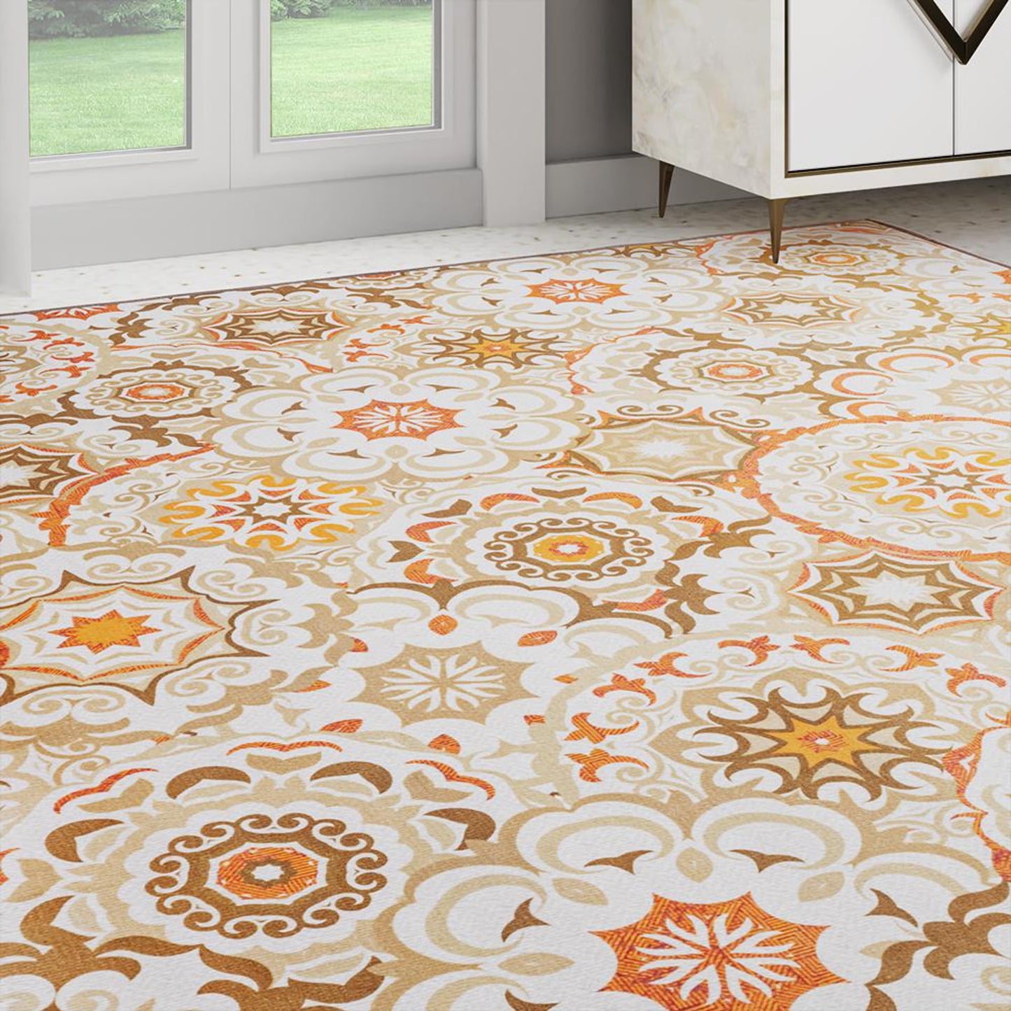 DFOLS Tracy Vintage Floral Area Rug – Beige Bohemian Printed Carpet