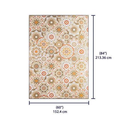 DFOLS Tracy Vintage Floral Area Rug – Beige Bohemian Printed Carpet