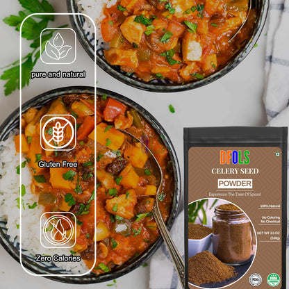 Premium Natural Celery Powder | Antioxidant & Fiber Rich | GMO Free, No Additives, Vegan | Ideal for Juicing, Smoothies & Detox - DFOLS