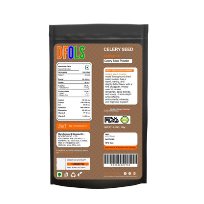 Premium Natural Celery Powder | Antioxidant & Fiber Rich | GMO Free, No Additives, Vegan | Ideal for Juicing, Smoothies & Detox - DFOLS