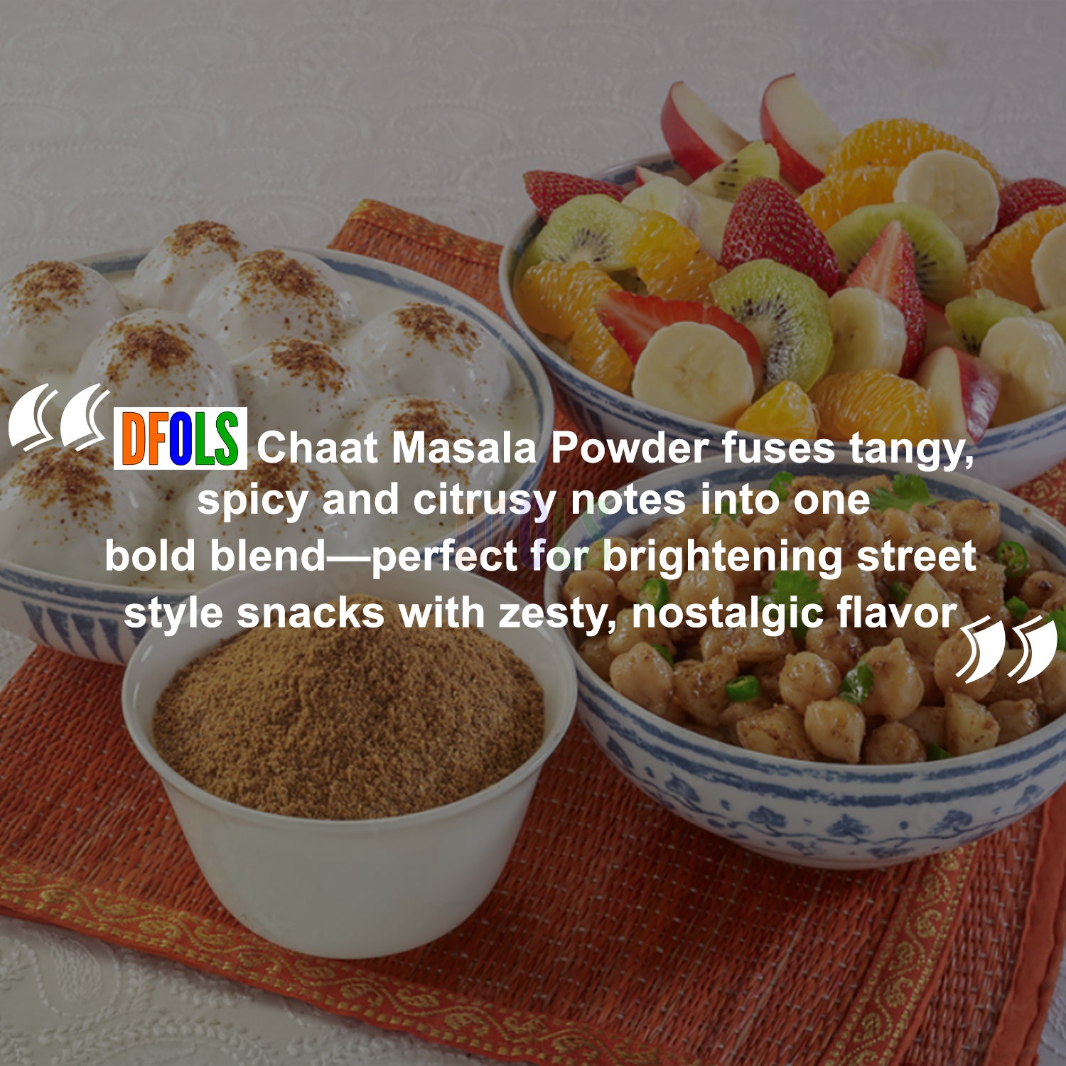 All Natural & Organic Chat Masala | Vegan, Non-GMO, Preservative-Free Indian Spice Blend | Premium Quality Seasoning for Snacks, Salads, Chaats & Home Cooking - DFOLS