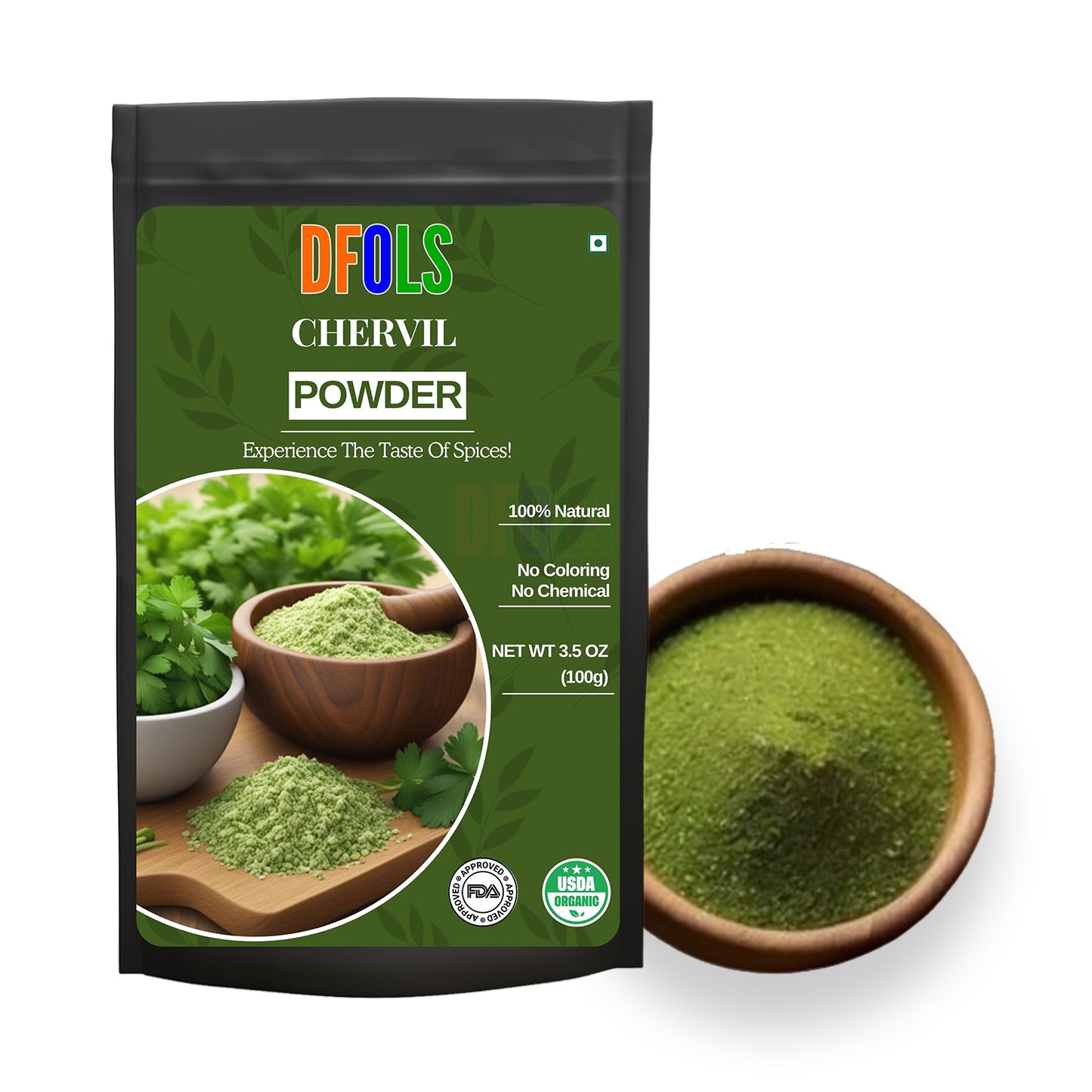 Premium Chervil Powder – 100% Pure & Natural Culinary Herb | Fresh, Aromatic Seasoning for Cooking, Soups, Sauces & Gourmet Recipes | No Additives, Fine Texture - DFOLS