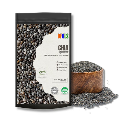 DFOLS Organic Chia Seeds | High in Omega-3, Protein & Fiber | Gluten-Free Superfood | Ideal for Weight Loss, Digestion, Smoothies, Baking & Daily Nutrition