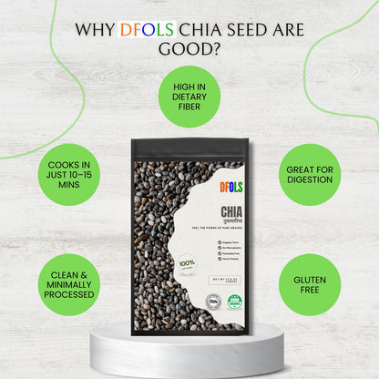 DFOLS Organic Chia Seeds | High in Omega-3, Protein & Fiber | Gluten-Free Superfood | Ideal for Weight Loss, Digestion, Smoothies, Baking & Daily Nutrition